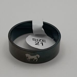 Black Stainless Steel Horse Band Ring Men’s Size 10.25 (China 21) Equestrian